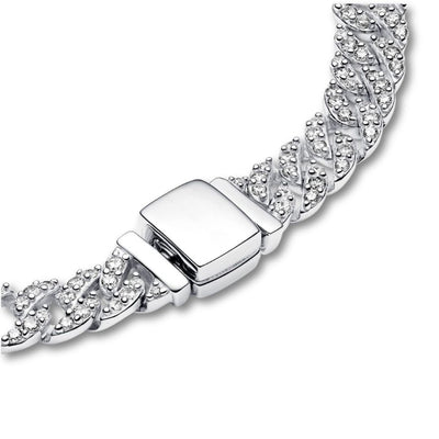 Moissanite Cuban Bracelet | White Gold
