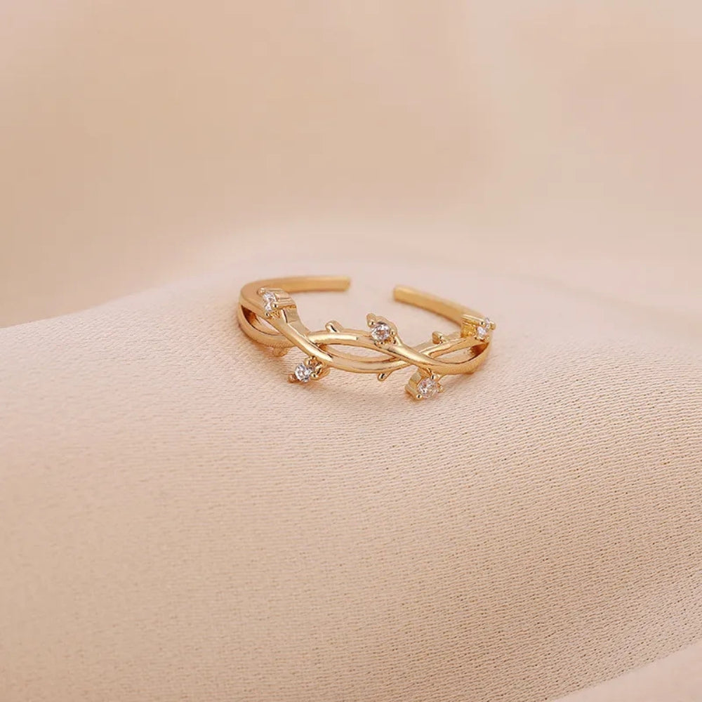 Olive Vine Leaf Stacking Ring