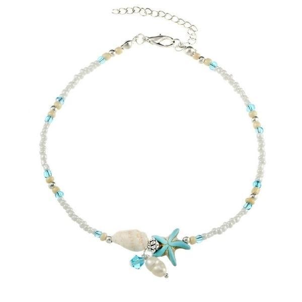 Star Shell Anklet with Gemstones