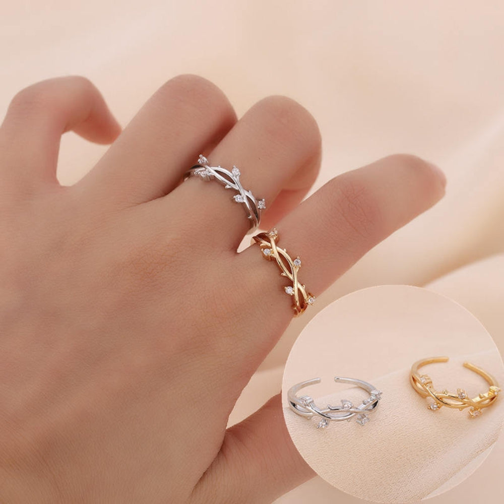 Olive Vine Leaf Stacking Ring