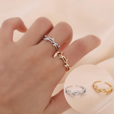 Olive Vine Leaf Stacking Ring