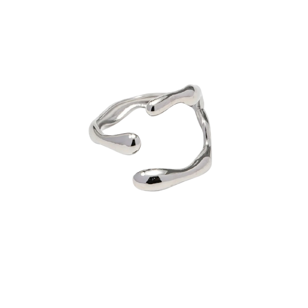 Adjustable Silver Geometric Ring