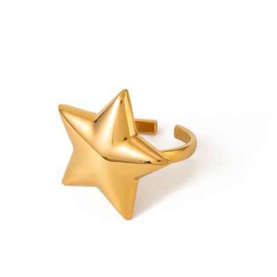 Adjustable Gold Star Ring