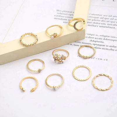 10 Pack of Bohemian Gold Rings