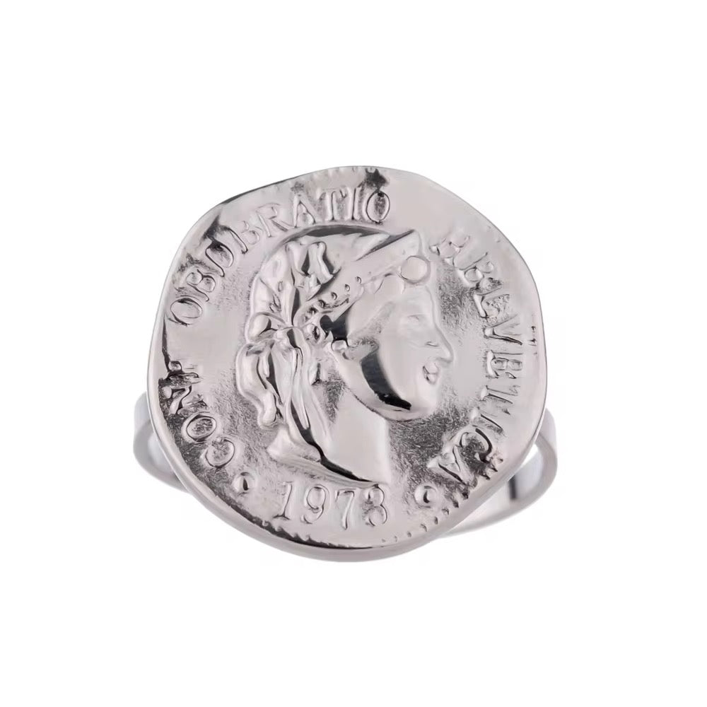 Adjustable Coin Silver Ring
