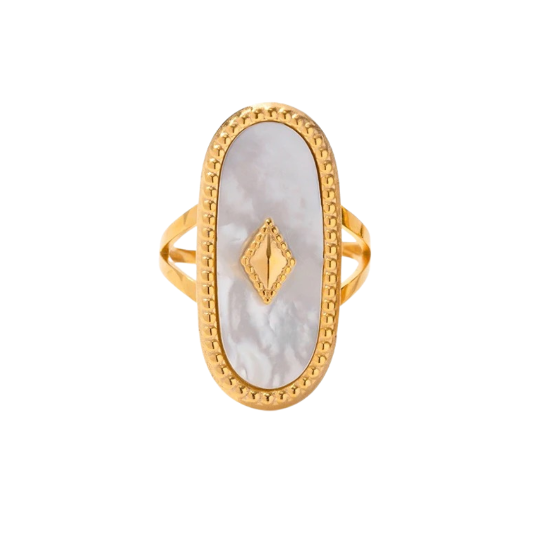 Adjustable Opaline Aura Gold Ring