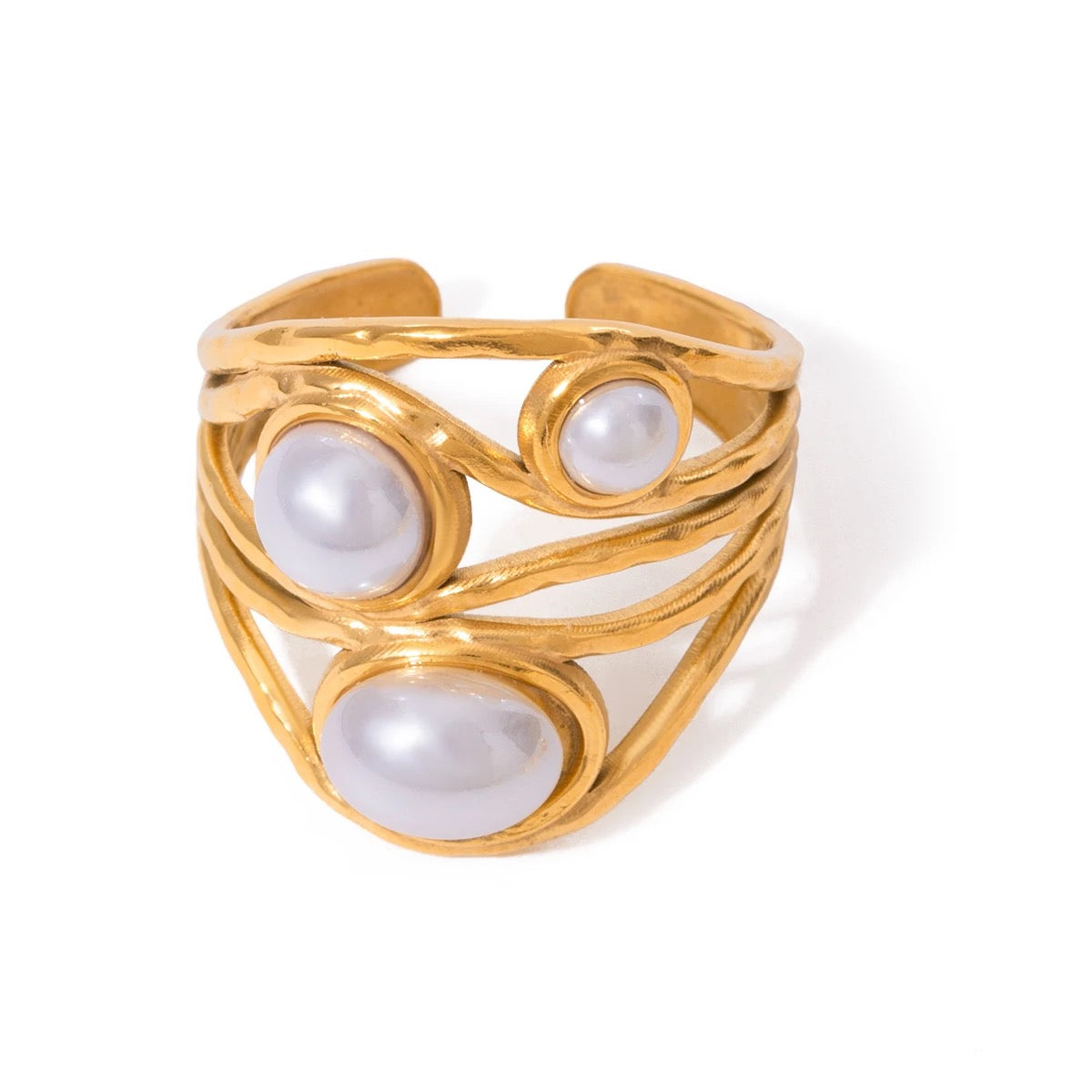 Geometric Pearl Ring