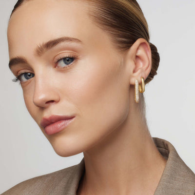 Large Icon Pavé Hoops | Gold