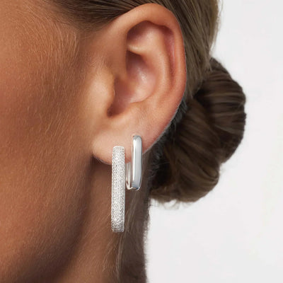 Large Icon Pavé Hoops | White Gold