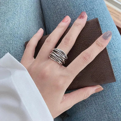 Adjustable Silver Layer Ring