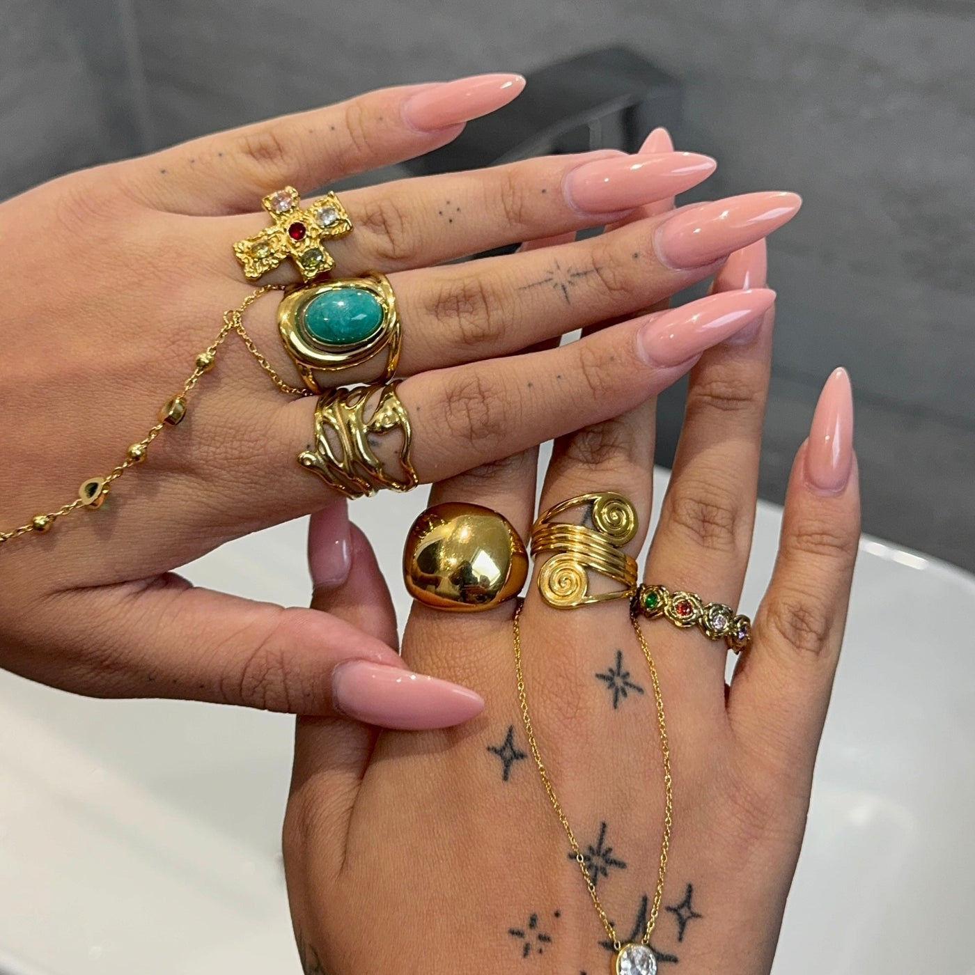 Adjustable Colourful Cross Ring