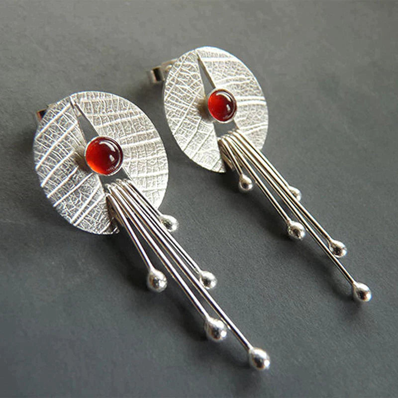 Vintage Red Stone Drop Earrings