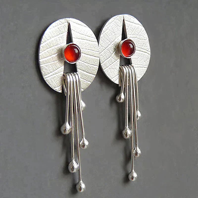 Vintage Red Stone Drop Earrings