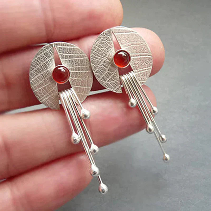 Vintage Red Stone Drop Earrings