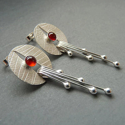 Vintage Red Stone Drop Earrings