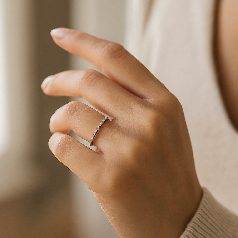 Moissanite Wedding Band | White Gold