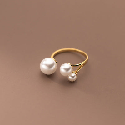 Adjustable Trio Pearl Ring