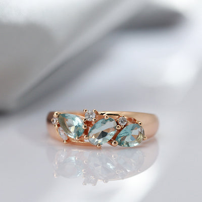 Chic Gold Vintage Blue Ring