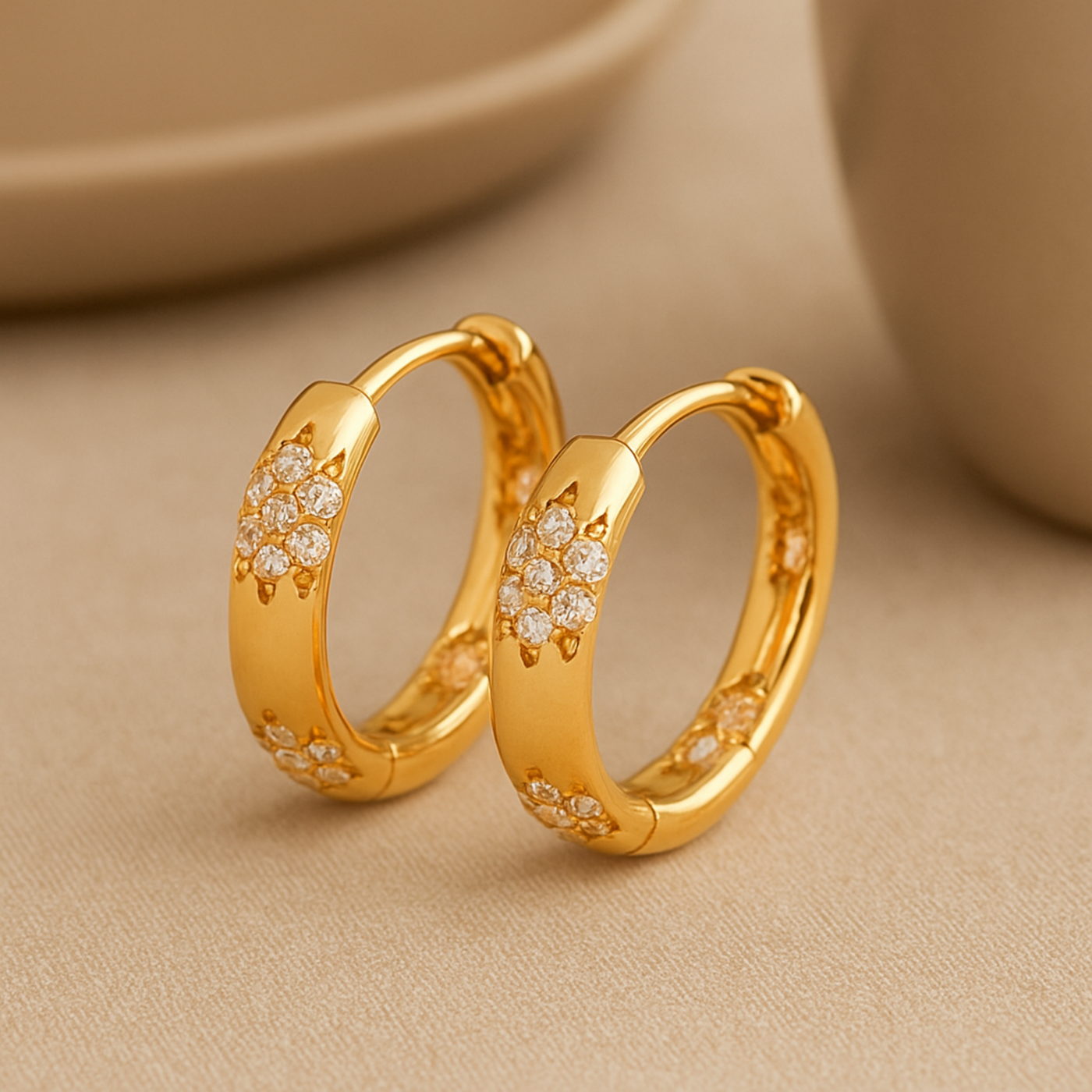 Vintage Golden Flower Hoop Earrings
