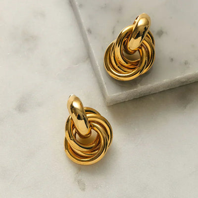 Statement Interlocking Earrings | White Gold