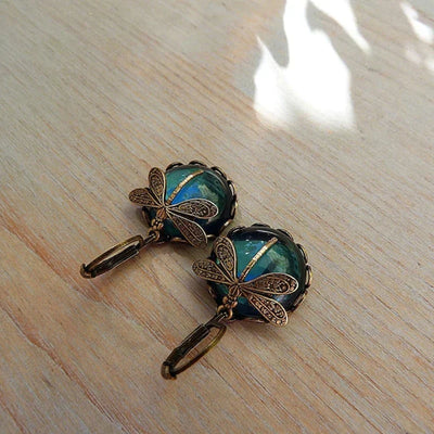 Antique Gold Dragonfly Earrings