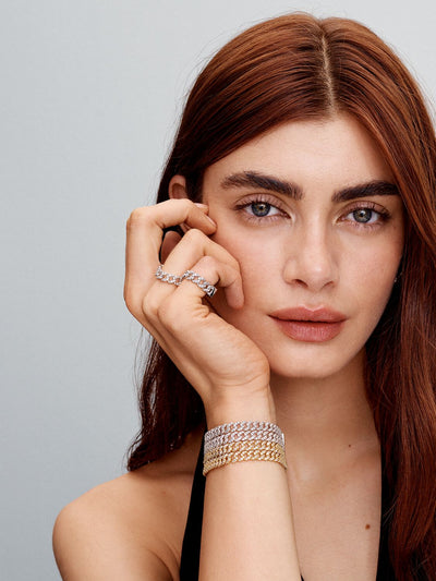 Moissanite Cuban Bracelet | White Gold