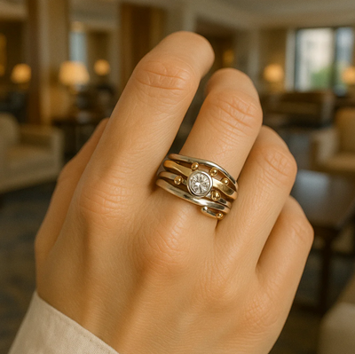 Royal - Vintage Gold Inlaid Zirconia Ring