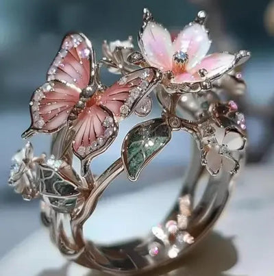 Gold Fower & Butterfly Ring