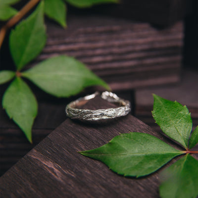 Natural Peridot Oak Leaf Silver Ring
