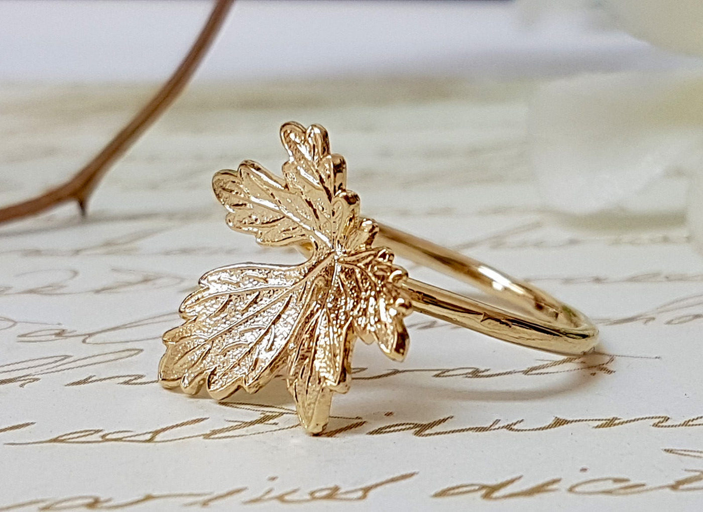 Dainty Gold Leaf Autumn Ring