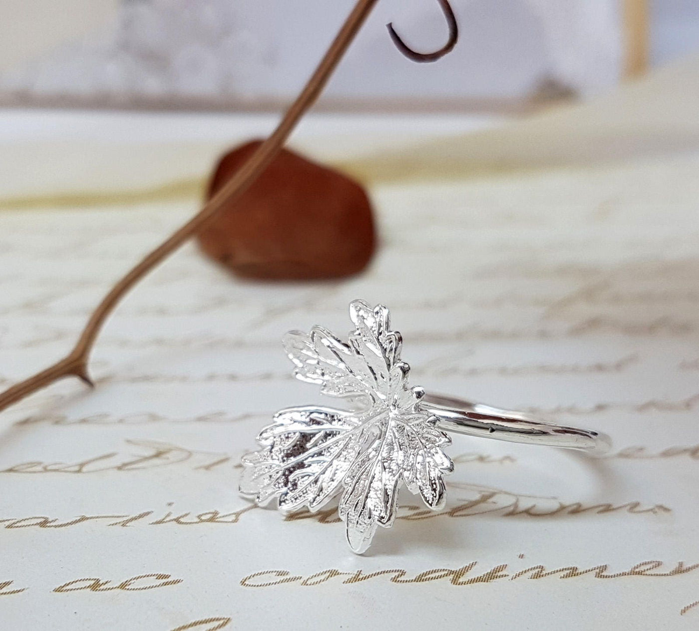 Dainty Leaf Silver Ring: Autumn Jewelry