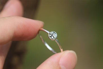 Solid 925 Silver Oak Ring