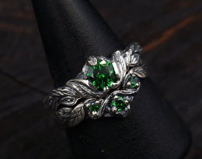 Silver Twig Birthstone Engagement Ring