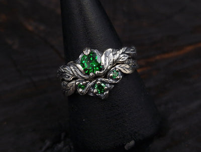 Silver Twig Birthstone Engagement Ring
