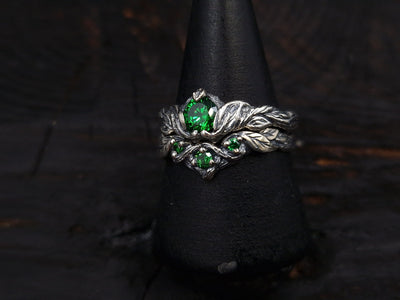 Silver Twig Birthstone Engagement Ring