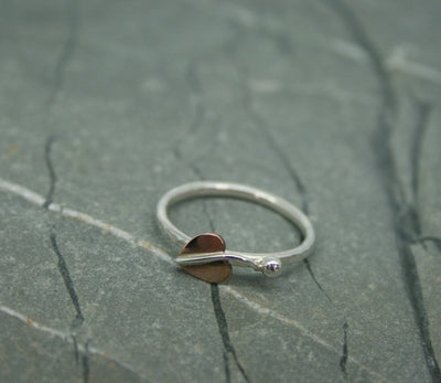 Sterling Silver Copper Autumn Leaf Ring