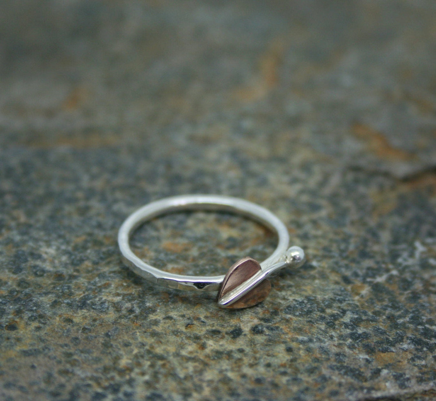 Sterling Silver Copper Autumn Leaf Ring