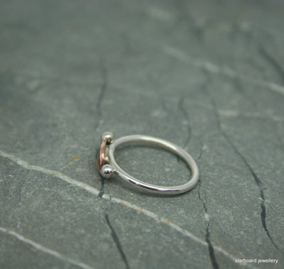 Sterling Silver Ring With Copper Leaf