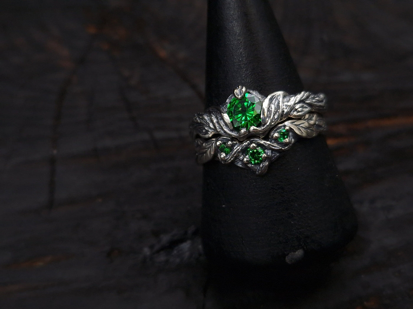 Silver Twig Birthstone Engagement Ring