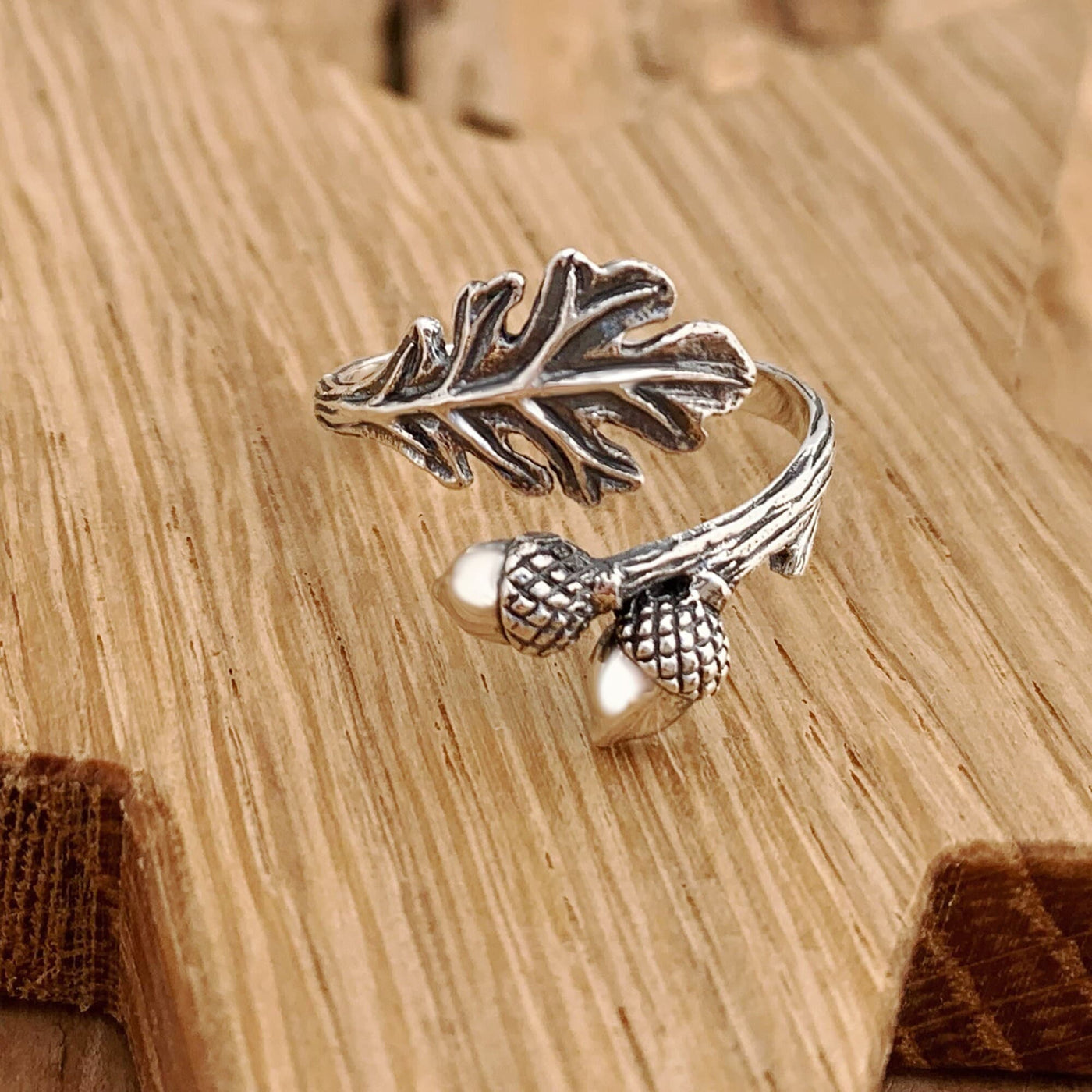 Oak Leaf Acorn Adjustable Ring