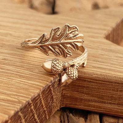 Adjustable Oak Leaf Acorn Ring