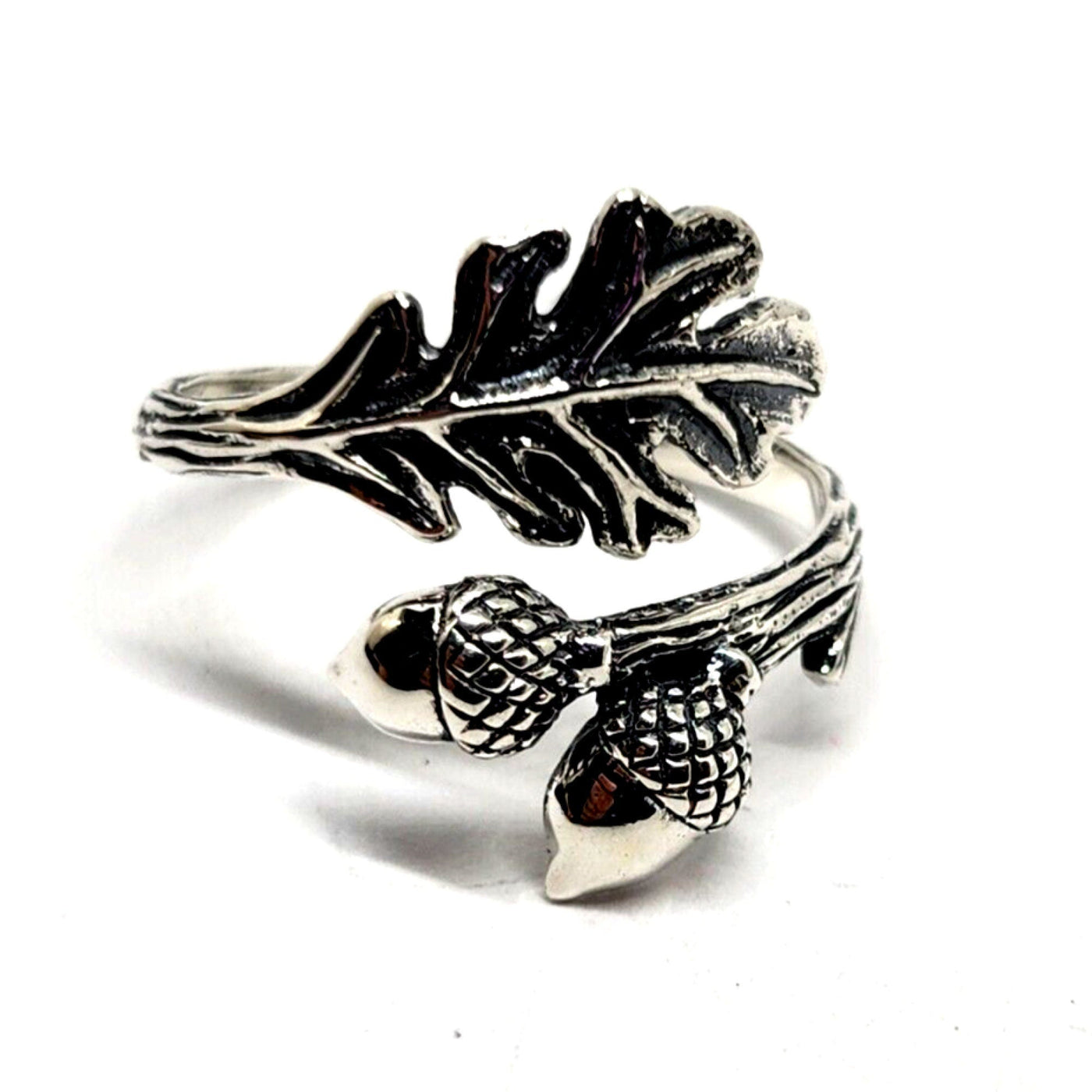 Oak Leaf Acorn Adjustable Sterling Silver Ring