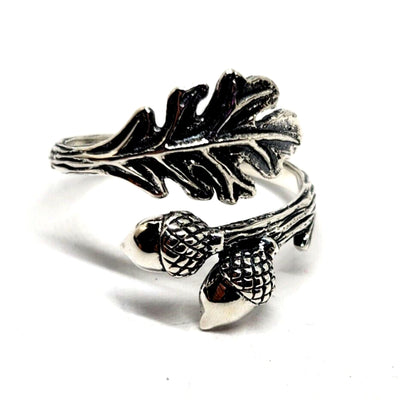 Oak Leaf Acorn Adjustable Sterling Silver Ring