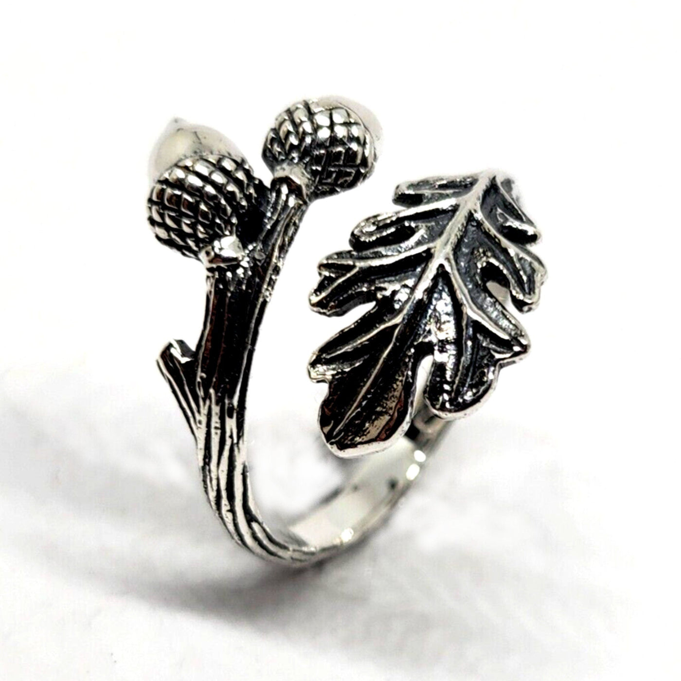 Oak Leaf Acorn Adjustable Sterling Silver Ring