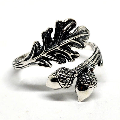 Oak Leaf Acorn Adjustable Sterling Silver Ring