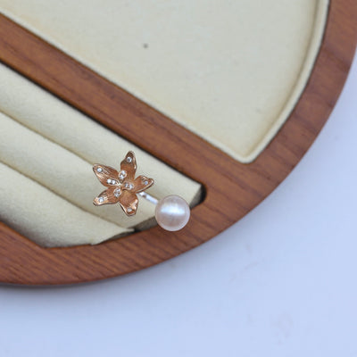 Gold Flower Feshwater Pearl Ring