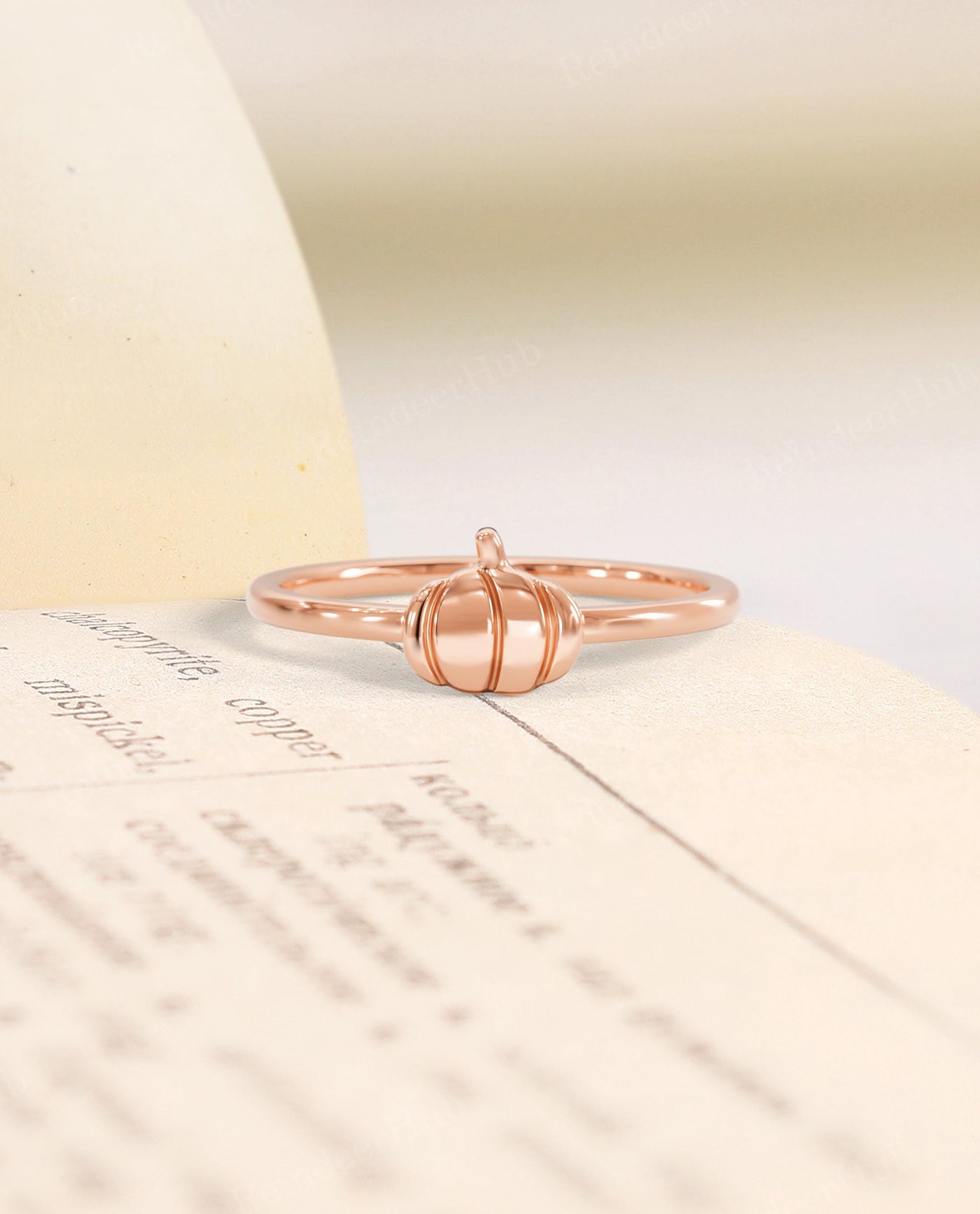 Gold Pumpkin Dainty Stacking Ring for Women