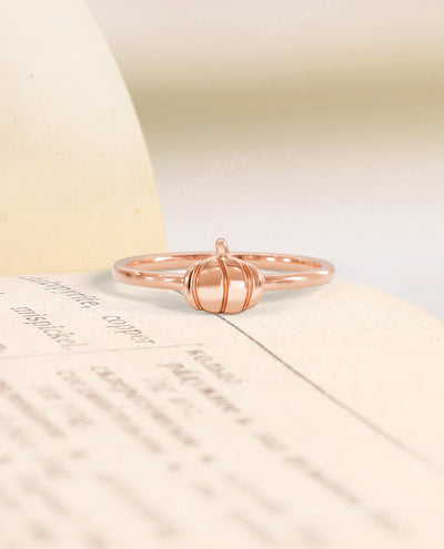 Gold Pumpkin Dainty Stacking Ring for Women