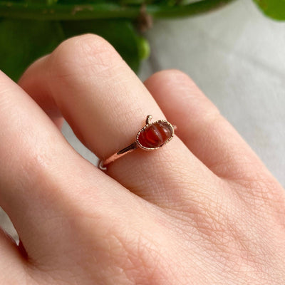 Carnelian Dainty Pumpkin Copper Ring