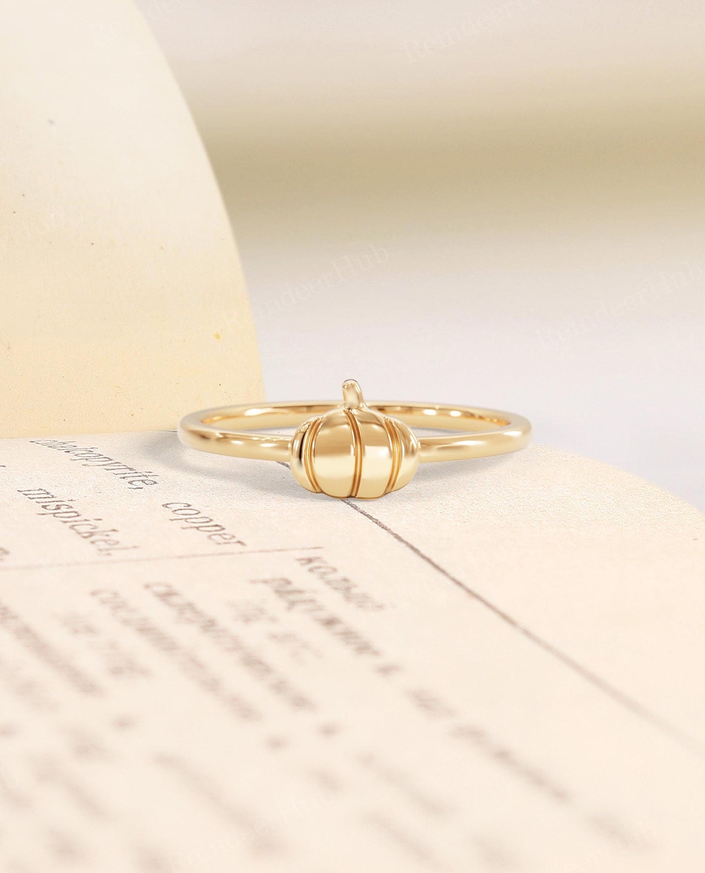 Gold Pumpkin Dainty Stacking Ring for Women